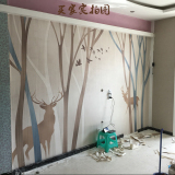 麋鹿树林大型定制壁画北欧风格墙纸壁纸客厅卧室电视背景壁纸
