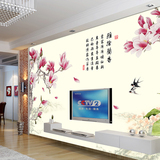 定制客厅卧室书房3d电视背景墙纸中式古典工笔花鸟客厅壁画壁纸