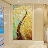 玄关装饰画简约欧式过道走廊墙壁挂画3d立体油画抽象刀画发财树
