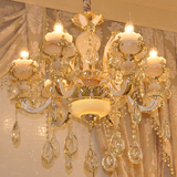 水晶玉石吊灯锌合金蜡烛欧式别墅客厅卧室餐厅黄金色酒吧艺术灯具