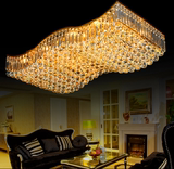 LED吸顶灯金色波浪形客厅水晶吸顶灯长方形水晶酒店工程灯饰灯具