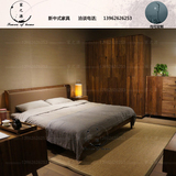 新中式复古怀旧实木双人床样板房别墅中式卧室创意床酒店工程家具