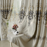 定制高档欧式窗帘布客厅卧室奢华大气烫金涤棉遮光落地窗成品布料