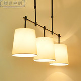 新中式艺术餐厅吊灯三头LED布艺吧台现代简约古典创意时尚卧室灯