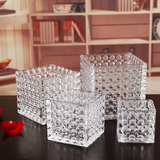 透明玻璃花瓶 创意客厅方缸欧式方形大号珠点花盆插花简约落地