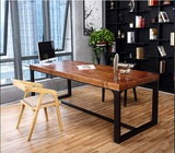 LOFT复古做旧餐桌子工业风格餐椅子铁艺实木办公桌椅组合美式家具