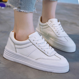 安踏女鞋夏季新款真皮透气休闲运动鞋韩版学生系带板鞋白色旅游鞋