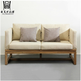 现代新中式沙发椅三人沙发纯实木双人单人沙发老榆木简约禅意办公