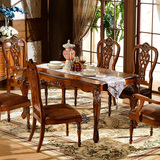 欧式餐桌椅组合 美式实木6人长方形饭桌 新古典小户型餐桌 现货