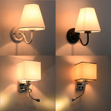 美式LED布艺壁灯简约床头灯现代创意卧室灯客厅楼梯过道墙壁灯具