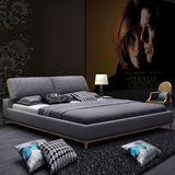 北欧宜家2米2.2大床 布艺床 布床 实木床 双人床1.8 2.4加长宽