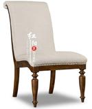 现货美式实木布艺餐椅法式新古典别墅会所布艺软包椅子休闲书桌椅