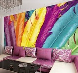 大型壁画床头餐厅卧室客厅背景墙壁纸个性3d欧式无缝墙纸羽毛墙布