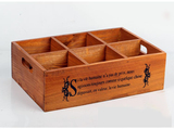 zakka杂货木质六格办公桌面收纳盒 复古实木长方形多肉植物木盒子