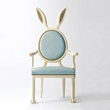 全实木兔子椅餐椅个性卡通靠背扶手椅可爱造型定制椅写字梳妆台椅
