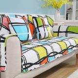 彩色格子简约现代沙发垫布艺全棉皮坐垫防滑四季实木沙发套巾定做