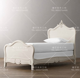 欧式复古雕花实木儿童床白色小床 橡木1.5米床单人床卧室家具定制