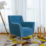 北欧单人沙发莫代尔绒布艺新款创意现代简约欧式拉扣小户型布沙发