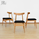 北欧餐椅橡木实木休闲软包靠背日式风格现代简约餐厅酒店家用椅子