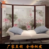 新中式手绘屏风实木折屏隔断客厅餐厅酒店茶楼屏风半透明折屏定制