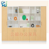 上海办公家具 木质板式办公书柜 资料文件柜 枫木色 三门带玻璃门