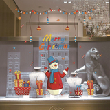 圣诞节雪人新年礼物墙贴可移除玻璃双面可见商场店铺橱窗装饰贴画