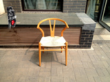 老榆木先生 榉木休闲餐椅 实木Y型明式椅子 棉麻咖啡椅 简约围椅