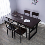 实木铁艺餐桌椅组合 小户型复古餐厅家具长方形原木餐台饭店桌椅