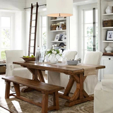 美式复古全实木餐桌椅子 纯实木餐桌椅组合6人饭桌松木榆木定做家