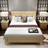 中式床松木实木1.2 1.5米单人床双人床全木质床现代简约床弯曲床