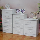特价现代简约床头柜高低组合收纳柜白色实木斗柜抽屉式卧室储物柜
