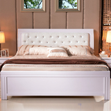 白色实木床 1.8米橡木双人床1.5米 简约现代 中式床烤漆床特价床