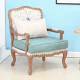 欧式单人小沙发 复古沙发老虎椅布艺网咖沙发椅现代实木沙发
