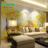 欧式田园森林手绘电视卧室客厅沙发背景墙纸壁画无缝3d壁纸墙布