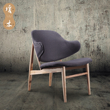 单人沙发椅子创意复古咖啡厅休闲椅白蜡木个性设计师日式现代家具