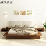 现代简约日式韩式北欧风格卧室双人板式实木床软靠背榻榻米正品