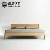 北欧日式纯橡木床 进口实木床1.51.8单双人床现代床婚床卧室家具