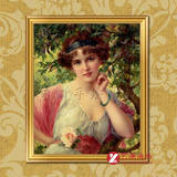 《夏日玫瑰》女性可爱美丽动人唯美手绘油画 欧式古典人物画GR14