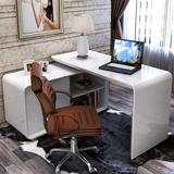 旋转转角电脑桌 现代简约家用卧室白色台式烤漆书桌书柜书架组合