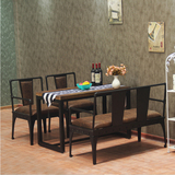 美式复古铁艺双人沙发椅咖啡厅卡座长椅实木餐桌酒吧三人卡座桌椅