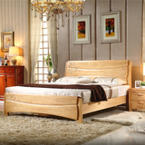 全实木现代简约雕花1.8米橡木床单双人床1.5米储物高箱大床