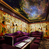 欧式人物法老大型壁画复古埃及休闲吧电视沙发背景客厅墙纸壁纸