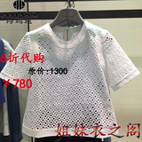 阿玛施专柜正品代购 2016夏季新款镂空白色短袖T恤女