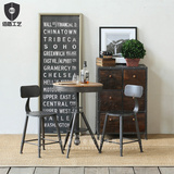美式复古铁艺实木茶几 阳台奶茶店咖啡厅酒吧桌椅套件组合创意