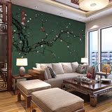 新中式手绘工笔梅花壁画 软包装饰画 客厅沙发电视背景墙墙纸壁画