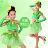 2016款绿叶 蓬蓬纱裙套装女童 舞蹈表演服