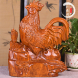 花梨木雕大公鸡摆件十二生肖实木招财鸡家居风水动物红木工艺礼品
