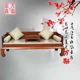 中式家具 老榆木实木雕花罗汉床榻 明清古典全实木客厅家具罗汉床