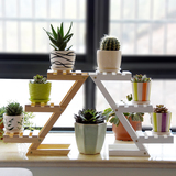 多肉植物实木桌面迷你小花架子创意办公室窗台桌上置物收纳盆栽架