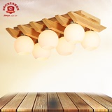 现代简约创意个性实木质吸顶灯客厅餐厅卧室办公室长方形圆球灯罩
